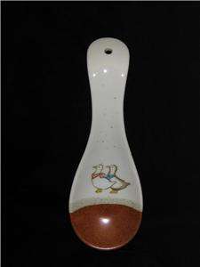 Stoneware Goose Hanging Spoon Rest Male & Female Geese  