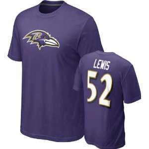 Ray Lewis #52 Purple Nike Baltimore Ravens Name & Number T Shirt 