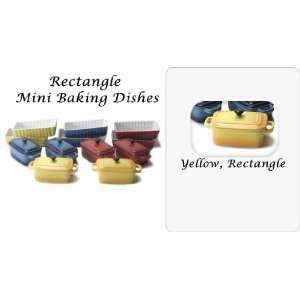  Mini 4 Rectangular Ceramic Baking Dish with Lid, Yellow 