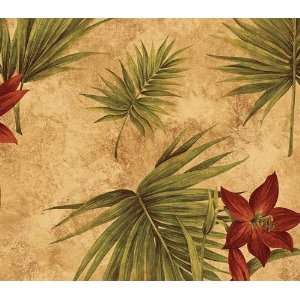  Red Deep Beige Palm Paradise Wallpaper