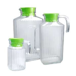 Luminarc Quadro Refrigerator Jugs with Green Lids 3/set ( 0.5 L, 1.7 L 