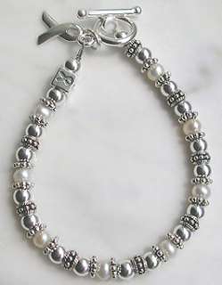 sterling silver mother of pearl multiple sclerosis awareness bracelet