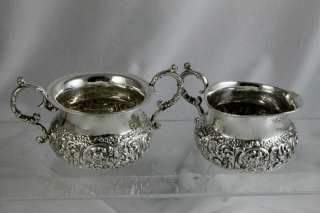 Unger Brothers Repousse Sterling Silver Sugar & Creamer Set  