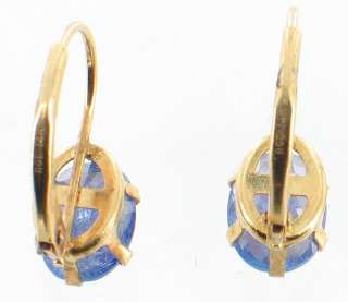 VINTAGE 1CT TANZANITE 14K GOLD LEVER BACK EARRINGS BEAUTIFUL COLOR 