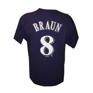 Ryan Braun Milwaukee Brewers Blue Jersey Name & Number T Shirt  