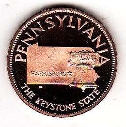 1970 Pennsylvania Franklin Mint Medal Bronze P/L Coin  
