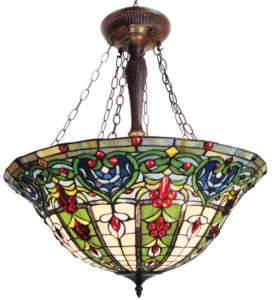 Victorian Tiffany Style Stain Glass Hanging Lamp HUGE  