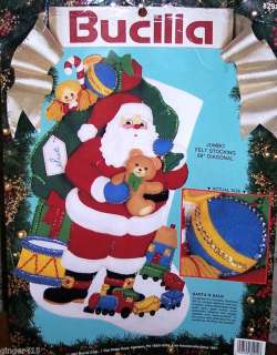 Bucilla JUMBOSANTAS SACK TOYS Felt Christmas Stocking Kit Completely 