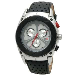   Black Label Silver Dial Leather Chronograph Watch Dfactory Watches