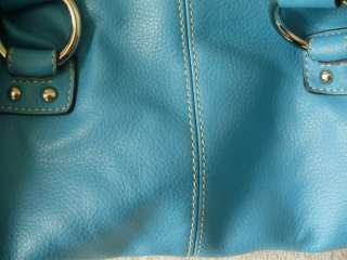 Nine West Blue Purse Satchel Turquoise Aqua Color Faux Leather 8 x 14 