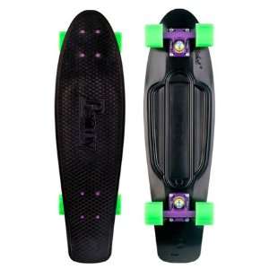   Skateboard   Black Deck   Purple Trucks   Green Wheels Sports