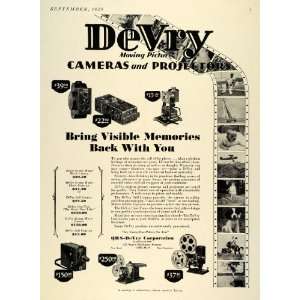  1929 Ad Vintage Devry Cameras Slide Projectors Moving 