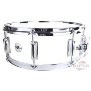  Griffin Snare Drum 14 x 5.5 Maple Wood Shell Pearl White 