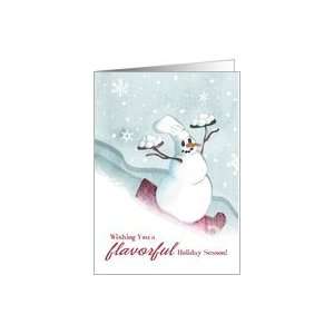 2011 Snowman chef food delivery Christmas holiday cards Card