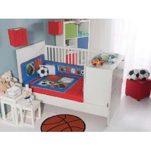  Baby Blue Soccer Balls Crib Bedding Nursery Set 6 Pcs 