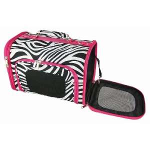   Zebra Purse Style Dog Pet Carrier with Pink Trim