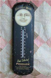 Vintage Style Halloween Harvest Moon Tin Thermometer  