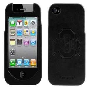  Ohio State Buckeyes Black Team Logo Hard Leather iPhone 4 