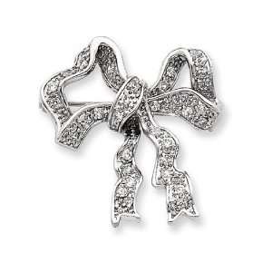    Cubic Zirconia (CZ) (CZ) Bow Pin Brooch in Sterling Silver Jewelry