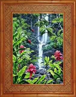 Hana Wailuaiki Waterfall Maui Hawaii Rattan Kauai Frame Framed 