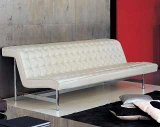 Contemporary White Paris Leather Sofa   Modern Style w/ Stainless 