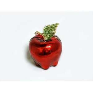 Swarovski Crystals Red Apple Box 24K Gold Jewelry, Trinket or Pink 
