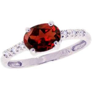   Sweet Oval Gemstone and Diamond East West Promise Ring Garnet, size8