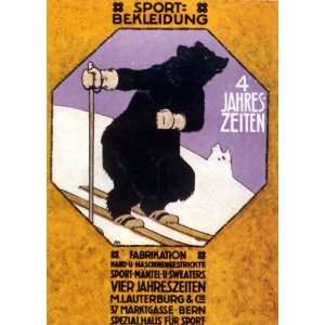  BERN, Switzerland Bear Skiing Ski Resort Poster