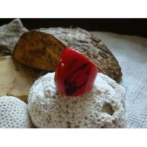 Tagua Nut Ring RED