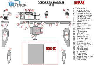 DODGE RAM 98 99 2000 01 WOOD CARBON DASH TRIM KIT DASHBOARD STYLE 1998 