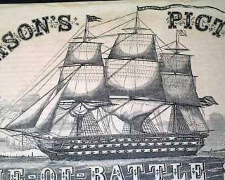 Rare GLEASONS PICTORIAL Battleship Print 1859 Newspaper City of 