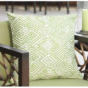 Set of 2 Decorative Throw Pillows Ikat Design Lime Green Embroidery 
