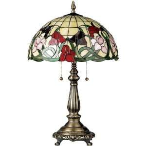   Flora Tiffany Shade Antique Brass Finish Table Lamp