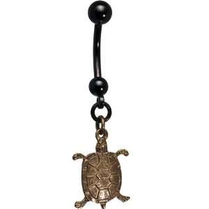  Handcrafted Anodized Titanium Turtle Belly Ring Jewelry