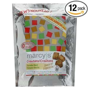 Marcys Croutons Calabrese, Tomato Basil, 4.4 Ounce Bags (Pack of 12 