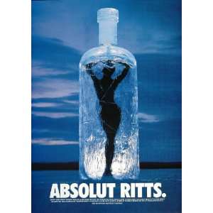  1997 Ad Absolut Ritts Vodka Bottle Woman Ice Blue Water 