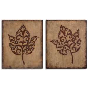  Uttermost 24 Inch Decorative Leaves (Set of 2) Wall Mounted Mirror 