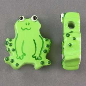  25mm Green Frog Whimsical Ceramic Beads Arts, Crafts 