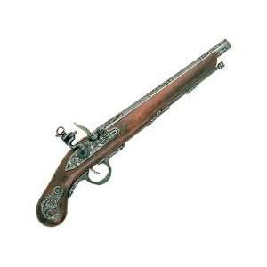 Italian Flintlock Pistol   Wood and Metal Replica of Classic Gun Used 